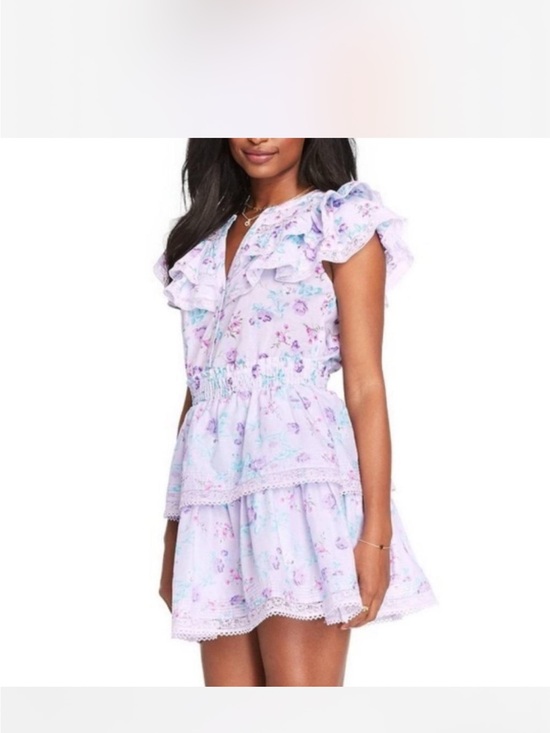 LoveShackFancy Dresses & Skirts - LoveShackFancy Lavender Floral Ruffle Mini Dress
